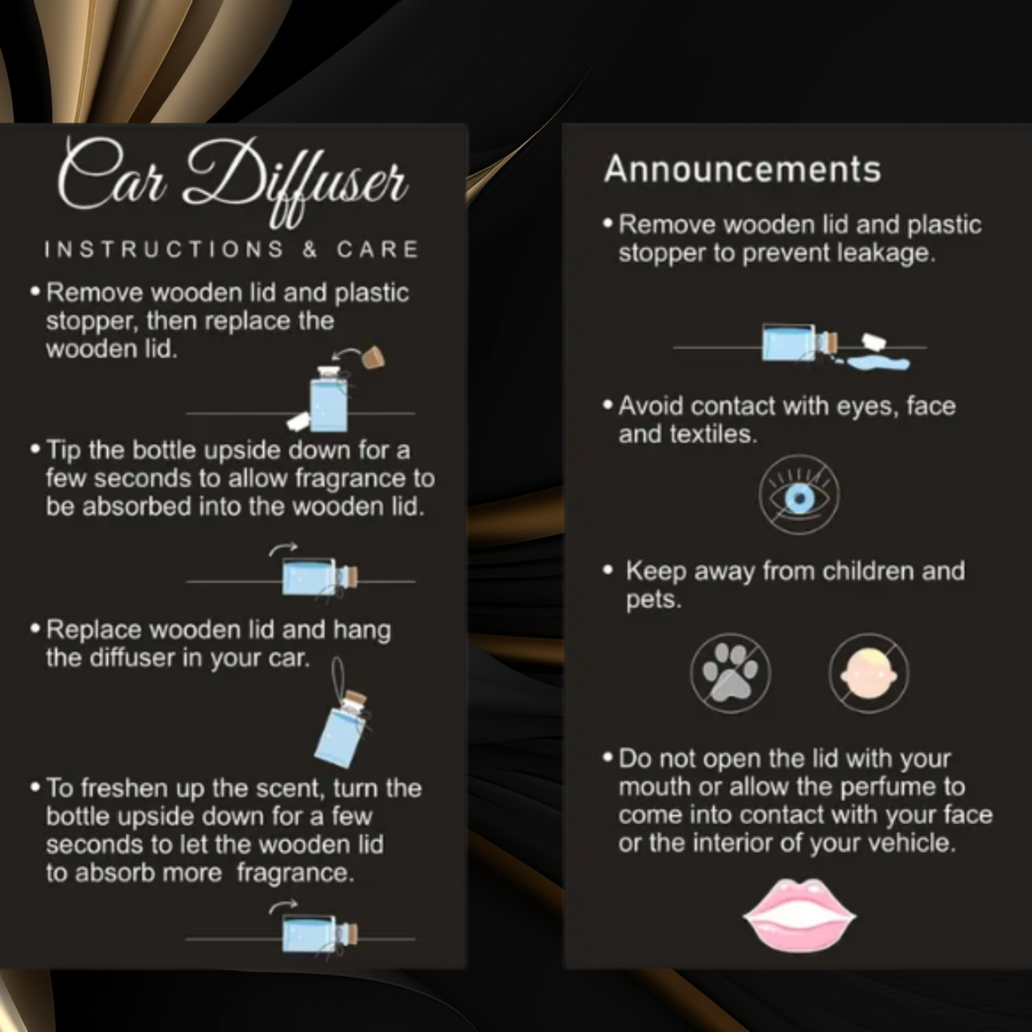 Hanging Car Air Freshener Diffuser | Pink Jasmine, Orchid & Citrus