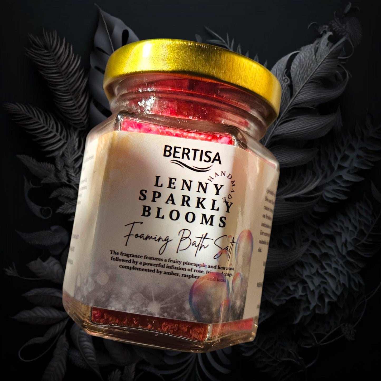 Lenny Sparkly Bloom Foaming Bath Salts – Floral Fruity Bath Soak in Jar