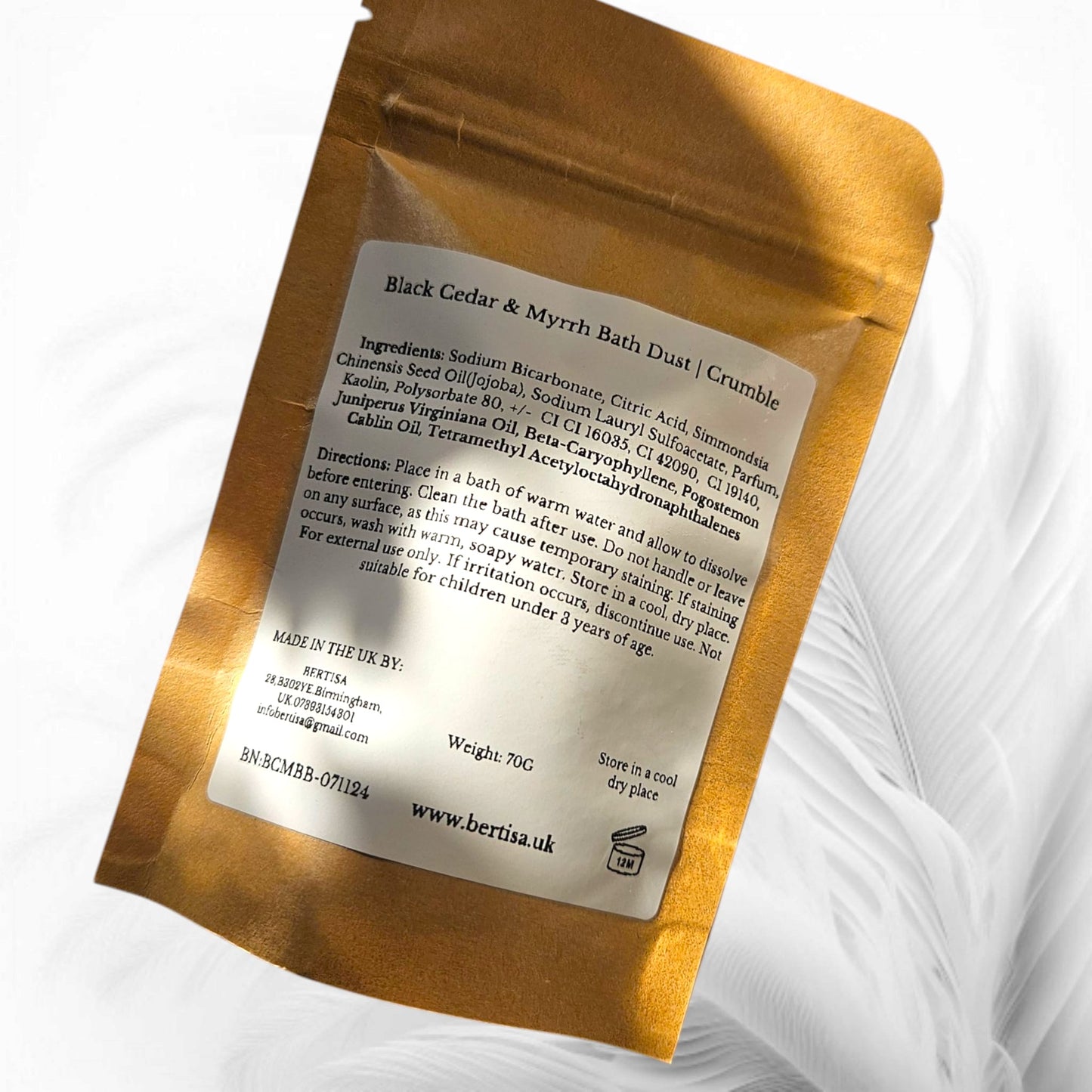 Black Cedar & Myrrh Bath Dust – 70g Kraft Bag