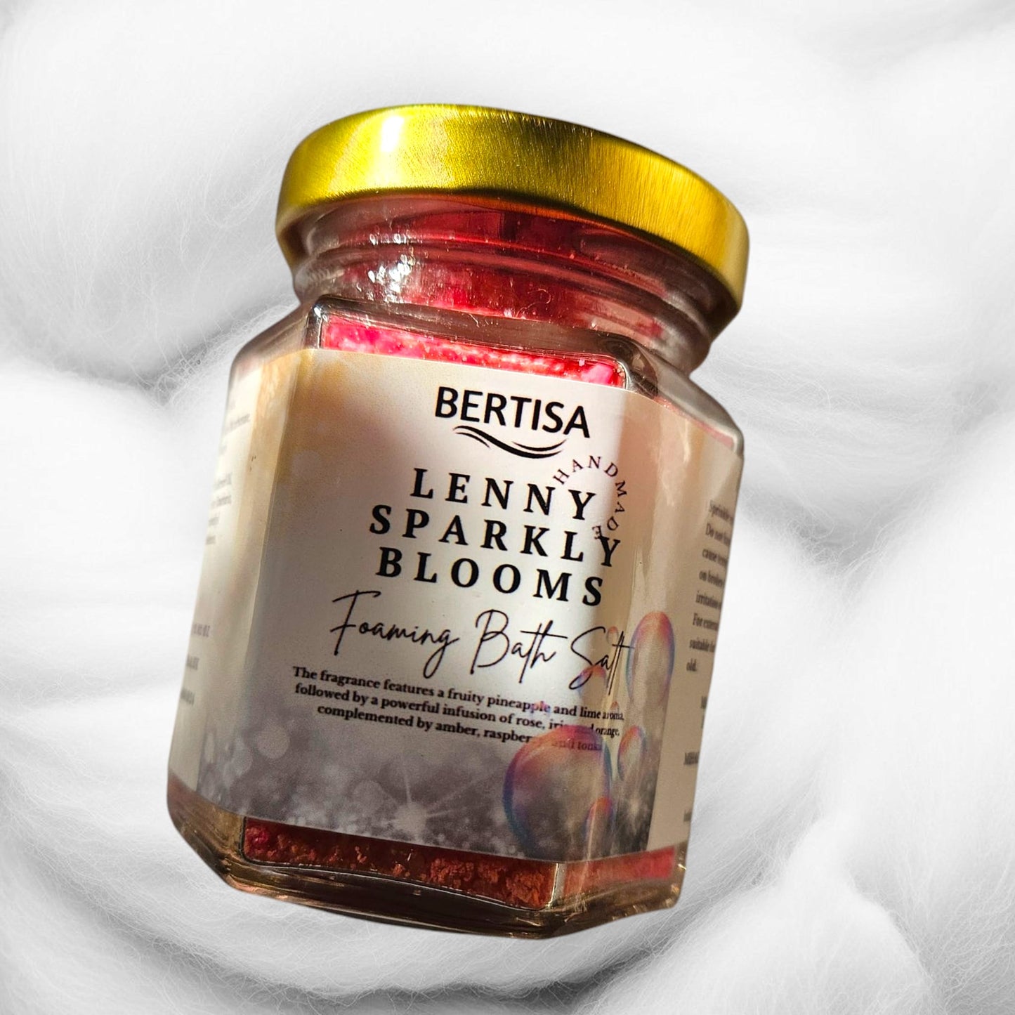 Lenny Sparkly Bloom Foaming Bath Salts – Floral Fruity Bath Soak in Jar