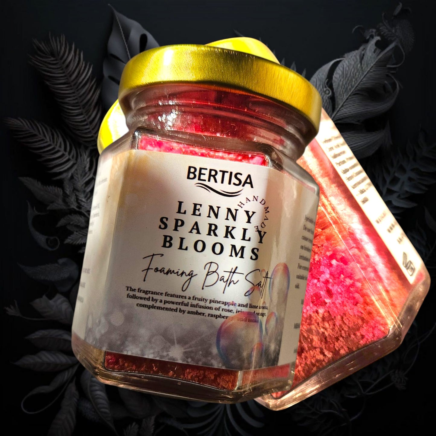 Lenny Sparkly Bloom Foaming Bath Salts – Floral Fruity Bath Soak in Jar