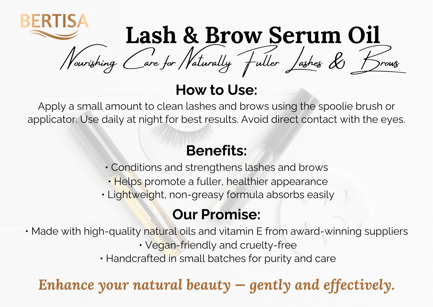 Lash & Brow Growth Serum - Nourishing Rosemary & Castor Oil Boost - BERTISA