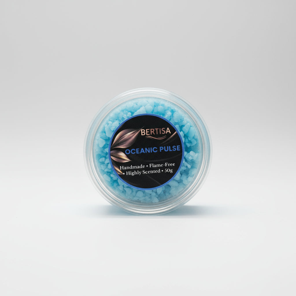 Jar of BERTISA Oceanic Pulse with decorative elements on a light background