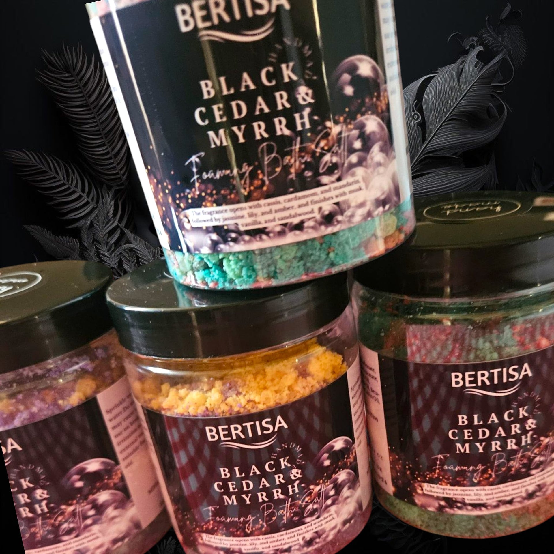 Black Cedar & Myrrh Foaming Bath Salts – 180g