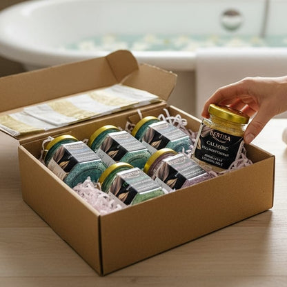 Wellness Therapy Himalayan Bath Salt Set – 5-Jar Soaking Salts Gift Box | Relaxation, Mood & Forest Therapy Collection