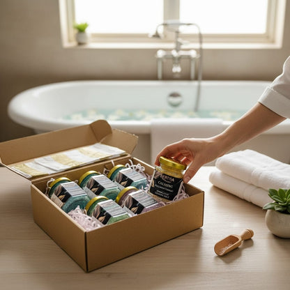 Wellness Therapy Himalayan Bath Salt Set – 5-Jar Soaking Salts Gift Box | Relaxation, Mood & Forest Therapy Collection