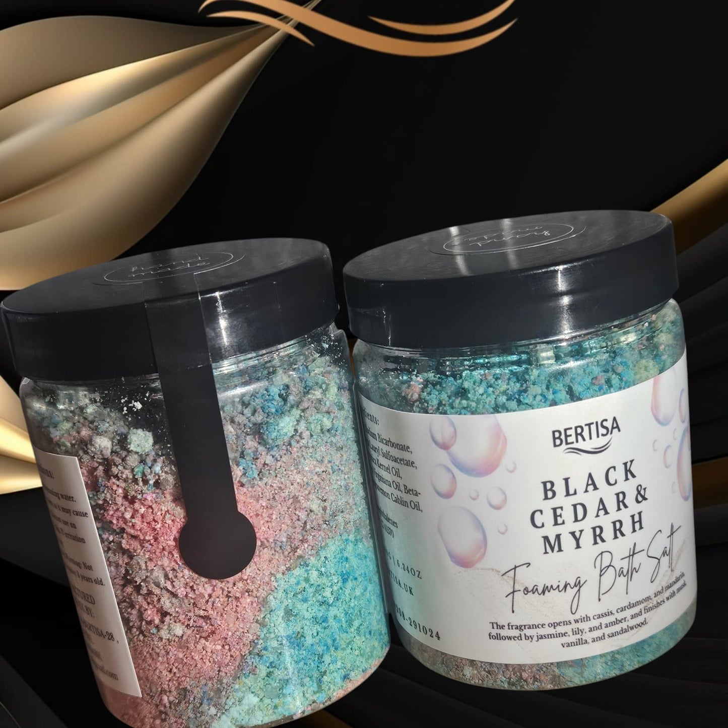 Black Cedar & Myrrh Foaming Bath Salts – 180g