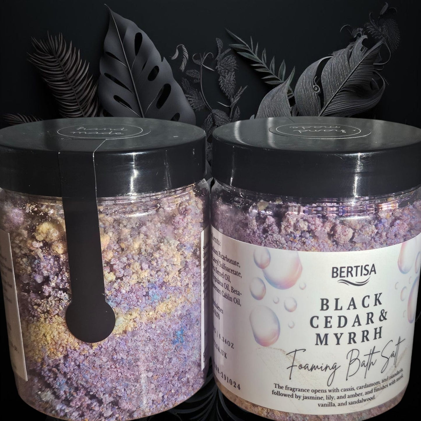 Black Cedar & Myrrh Foaming Bath Salts – 180g