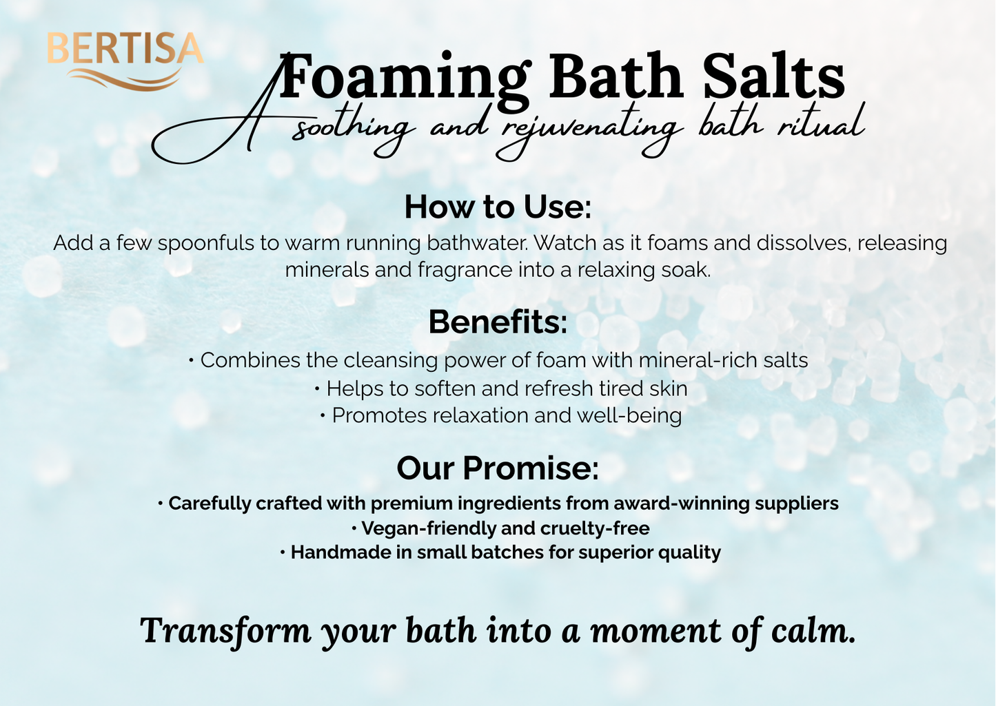 Black Cedar & Myrrh Foaming Bath Salts – Luxurious Woody Bath Soak | 80g