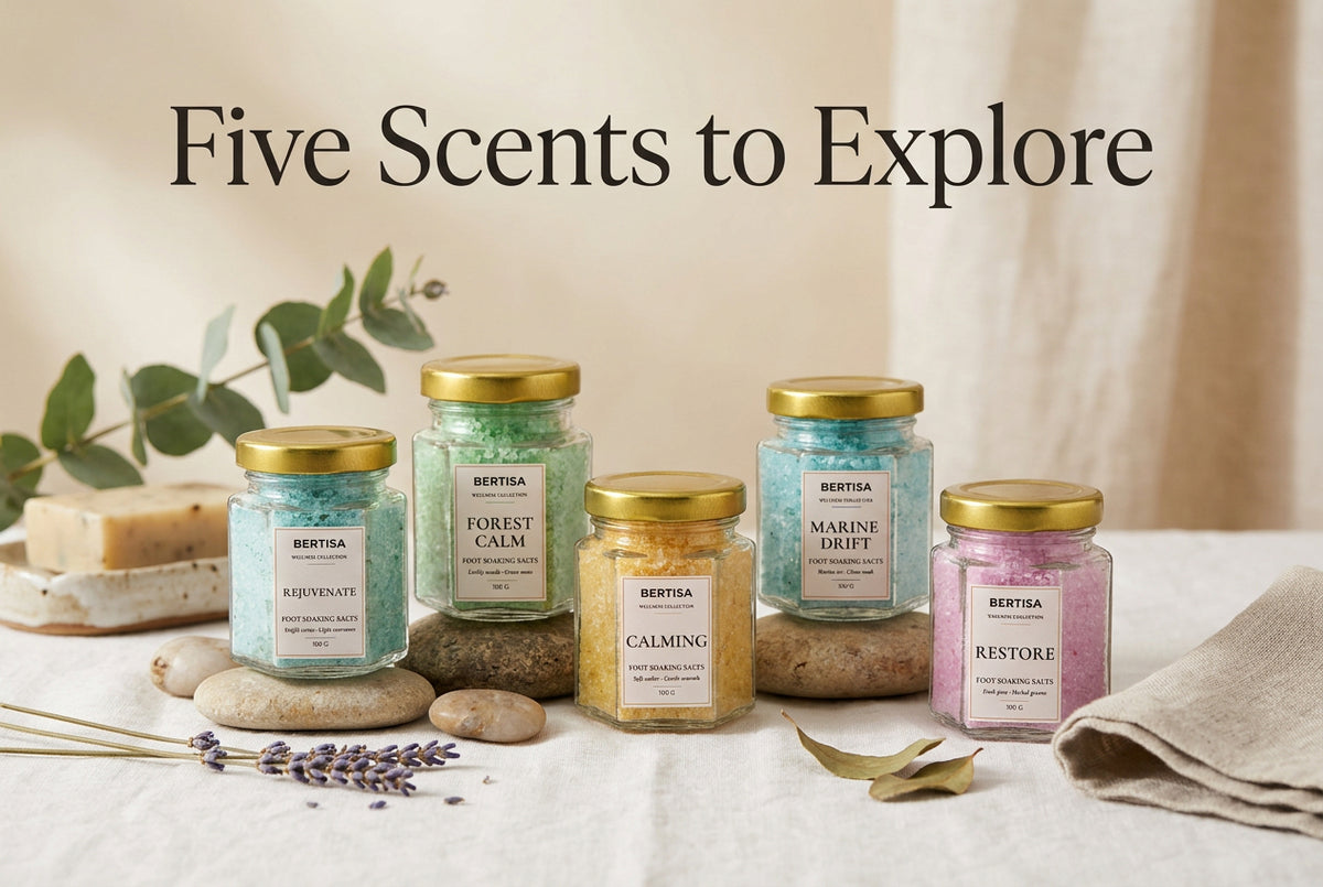 Himalayan Foot Soak Salt Gift Set, 5 Jars | BERTISA