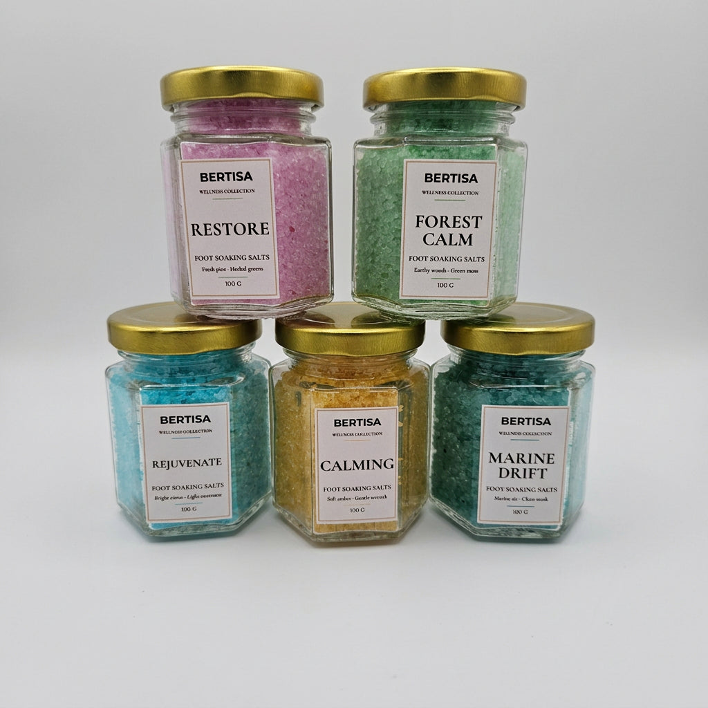 Himalayan Foot Soak Salt Gift Set, 5 Jars | BERTISA