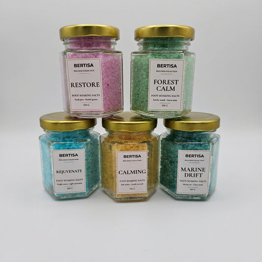 Himalayan Foot Soak Salt Gift Set, 5 Jars | BERTISA