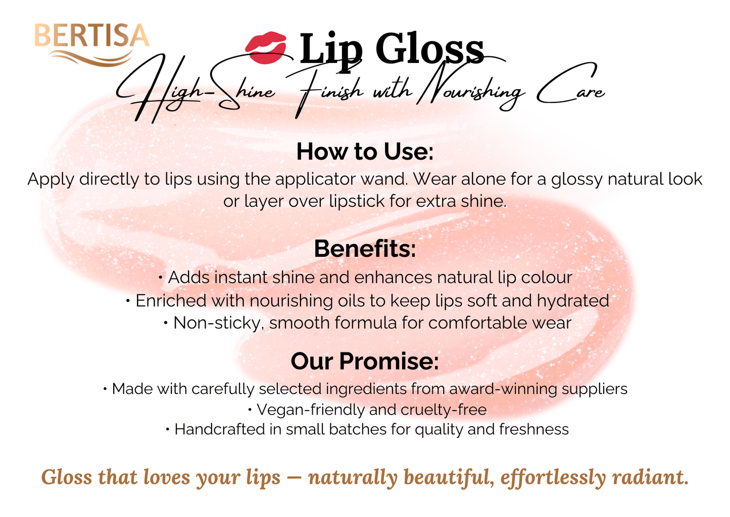 Glossy Raspberry Lip Gloss | Hydrating & Conditioning | 6g - BERTISA
