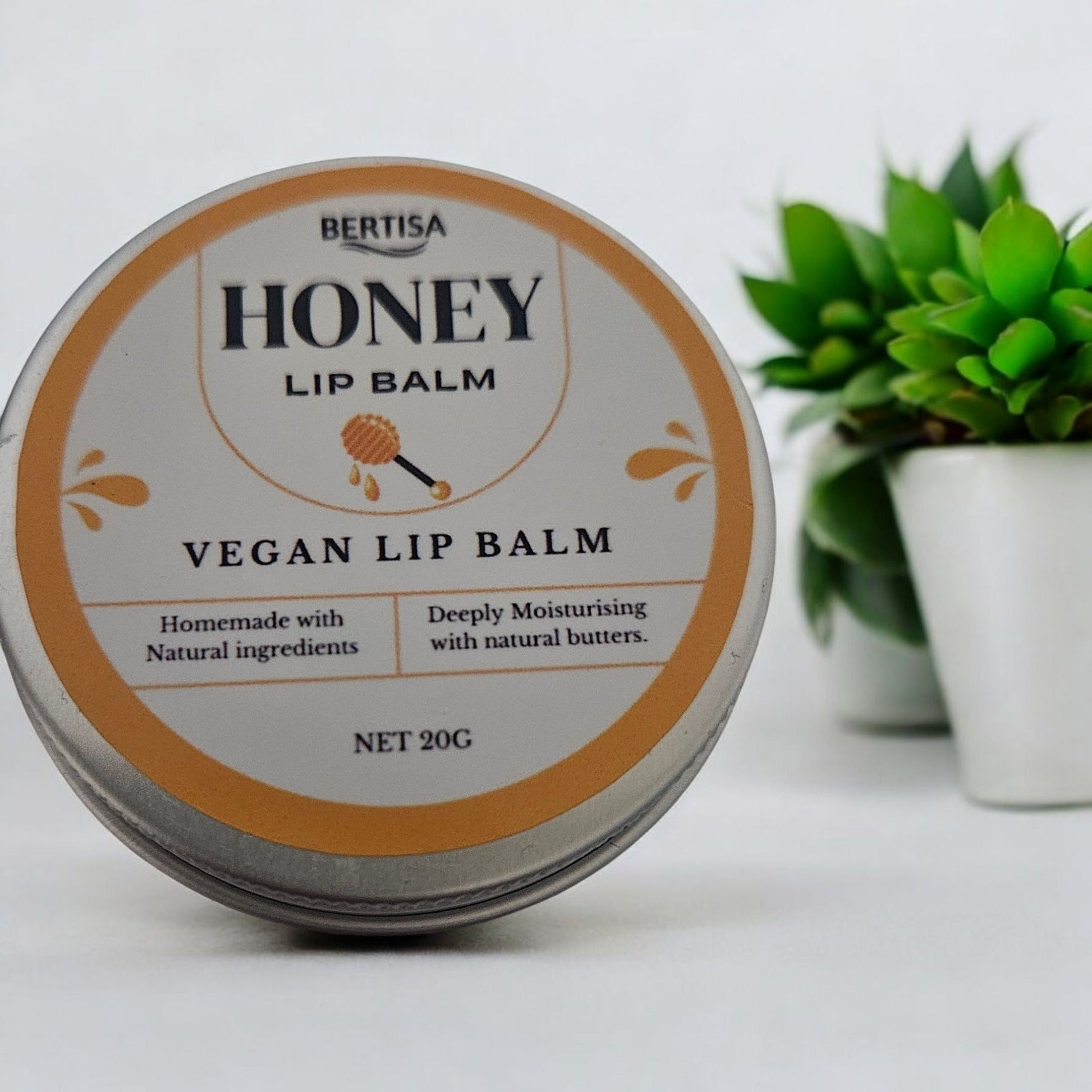 Honey Vegan Lip Balm | Natural & Nourishing | Shea & Jojoba Oils - BERTISA