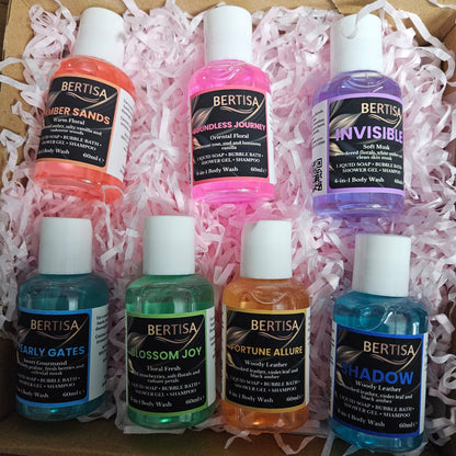 Discovery Set Body Wash – Perfume Inspired Scents | 7×60ml Luxury 4-in-1 Shower Gel Gift Set