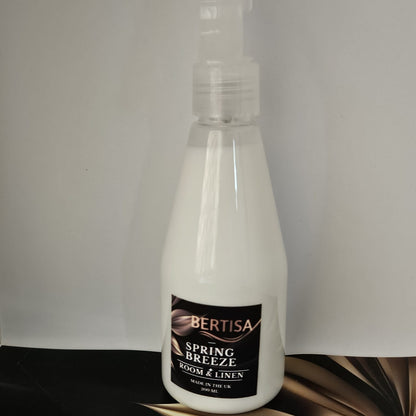 Bertisa Spring Breeze room and linen spray bottle on a white background